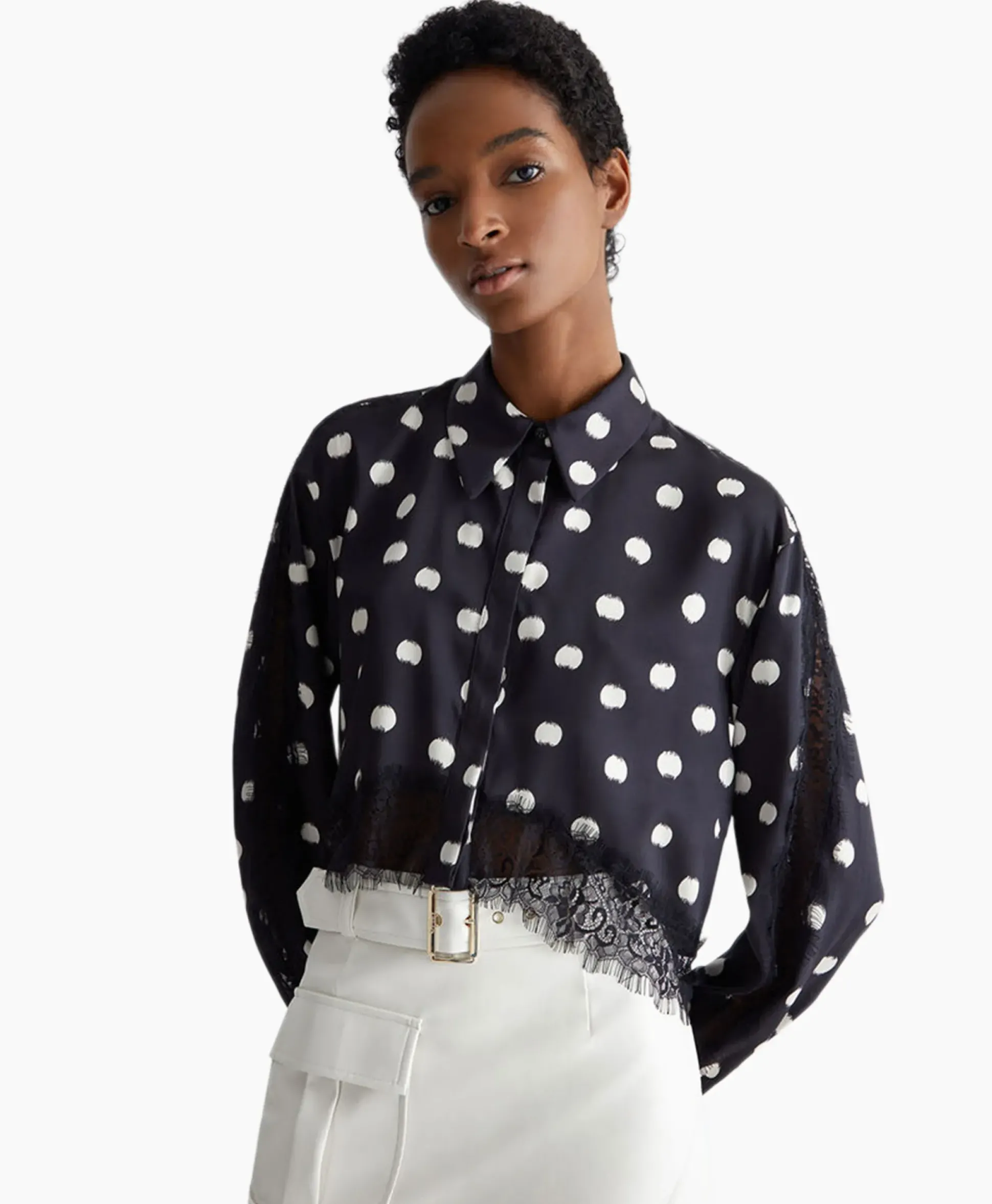 Liu Jo Blouse Escamicia C/Dettagali In Pizzo Zwart