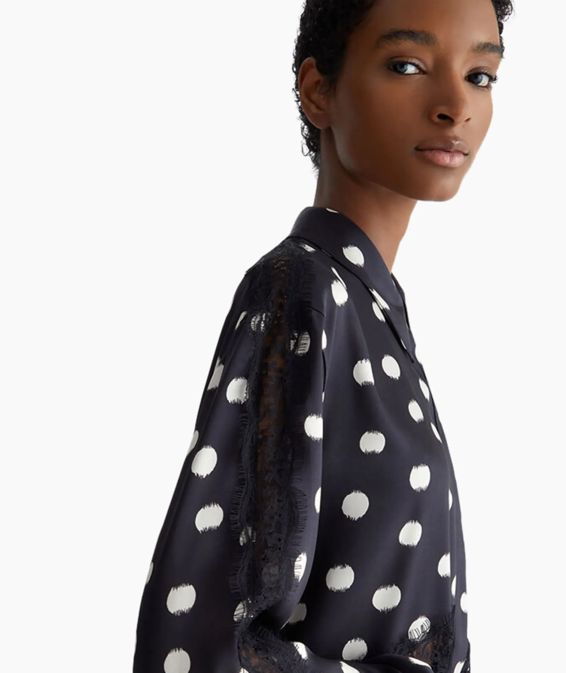 Liu Jo Blouse Escamicia C/Dettagali In Pizzo Zwart