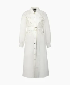 Liu Jo Midi Jurk Chemisier Logato C/Cintura Wit