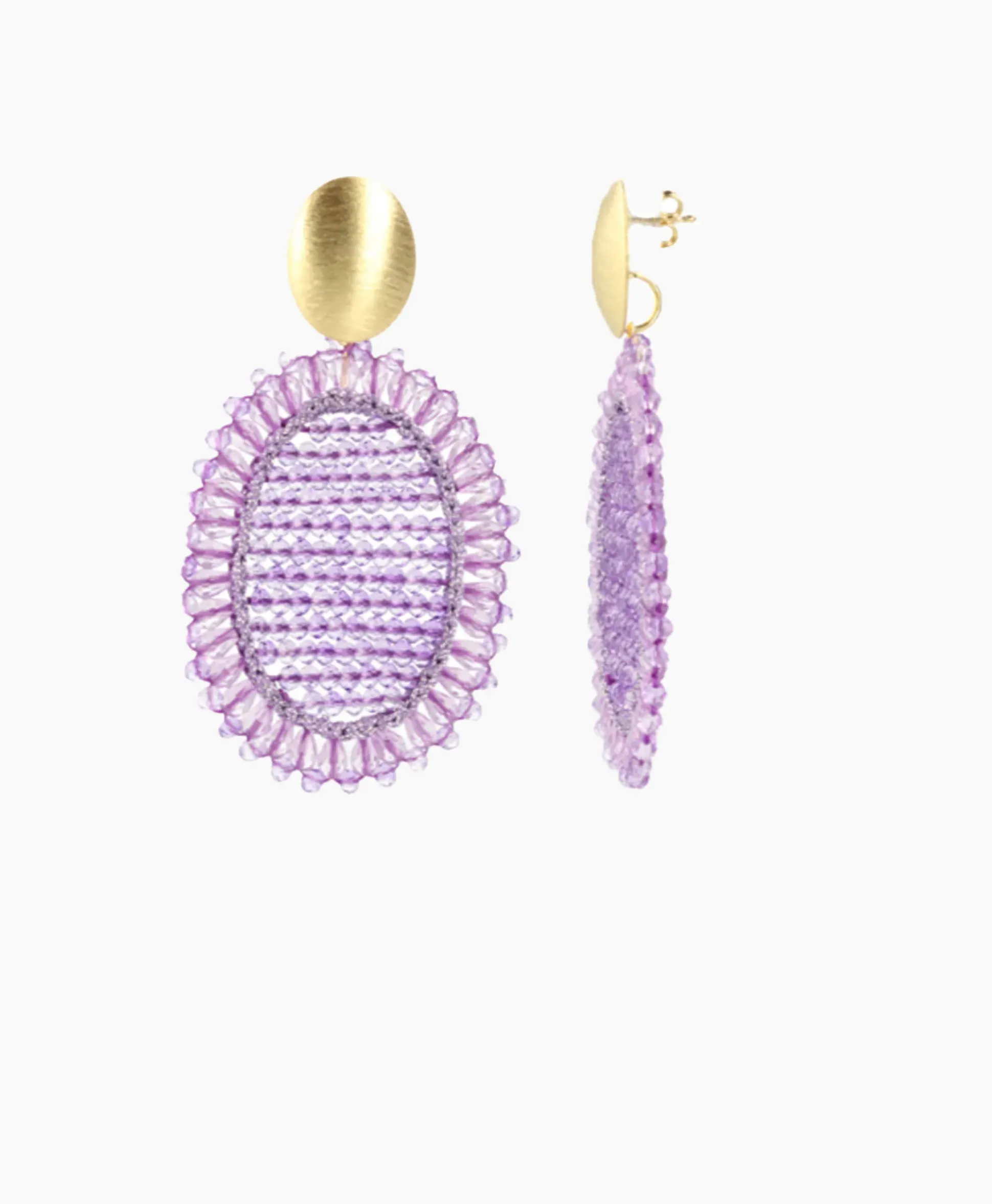 Lott. Gioielli Oorbellen Ce Si Filled Oval Double Paars