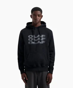 Olaf Hussein Hoodie Blur Logo Zwart