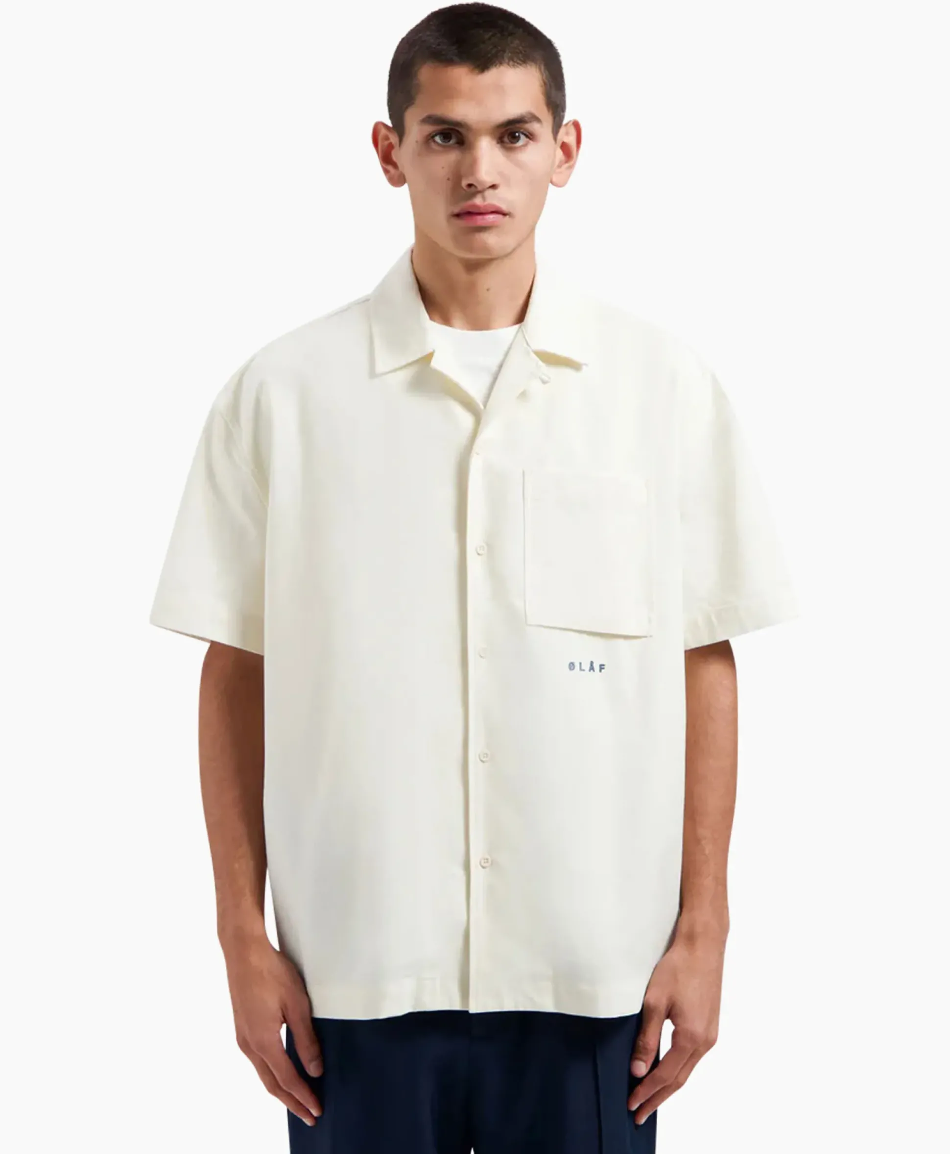 Olaf Hussein Overshirt Cotton Linen Ss Ecru