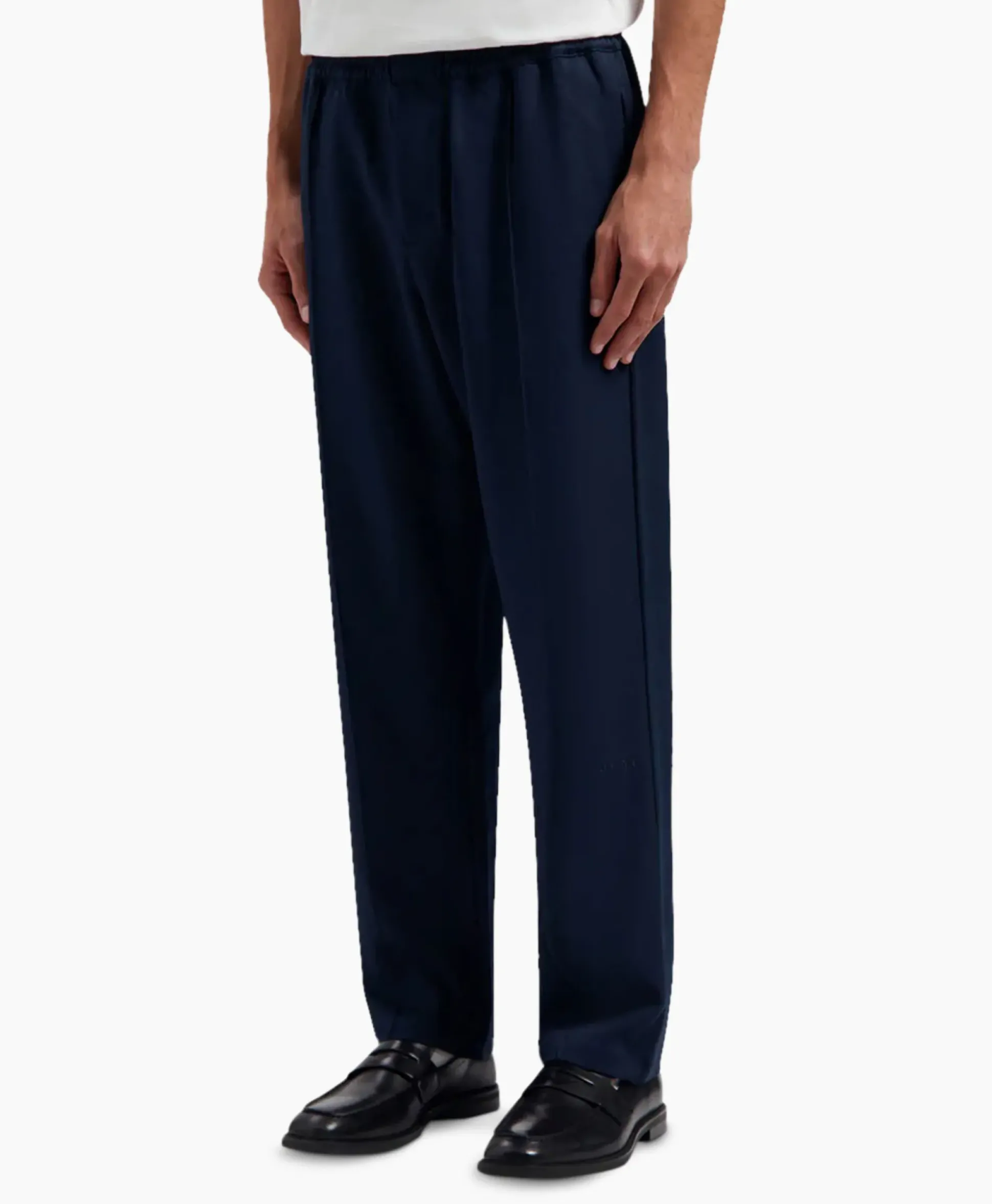 Olaf Hussein Pantalon Pintuck Donker Blauw