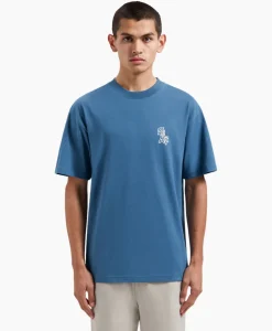 Olaf Hussein T-Shirt Korte Mouw Layered Logo Blauw