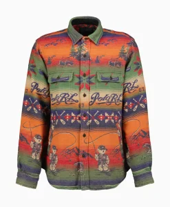 Ralph Lauren Overshirt Flannel Jacquard Blauw Dessin