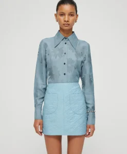 Rohe Minirok Short Jacquard Skirt Blauw
