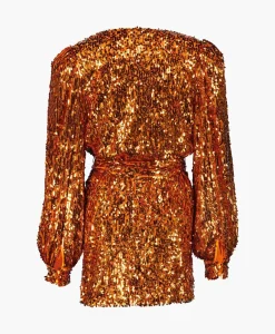 Rotate Mini Jurk Sequins Belted Oranje