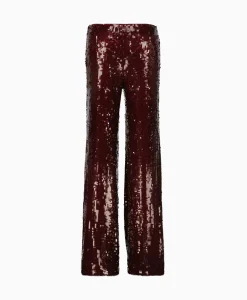 Rotate Pantalon Sequins Low Waist Bordeaux