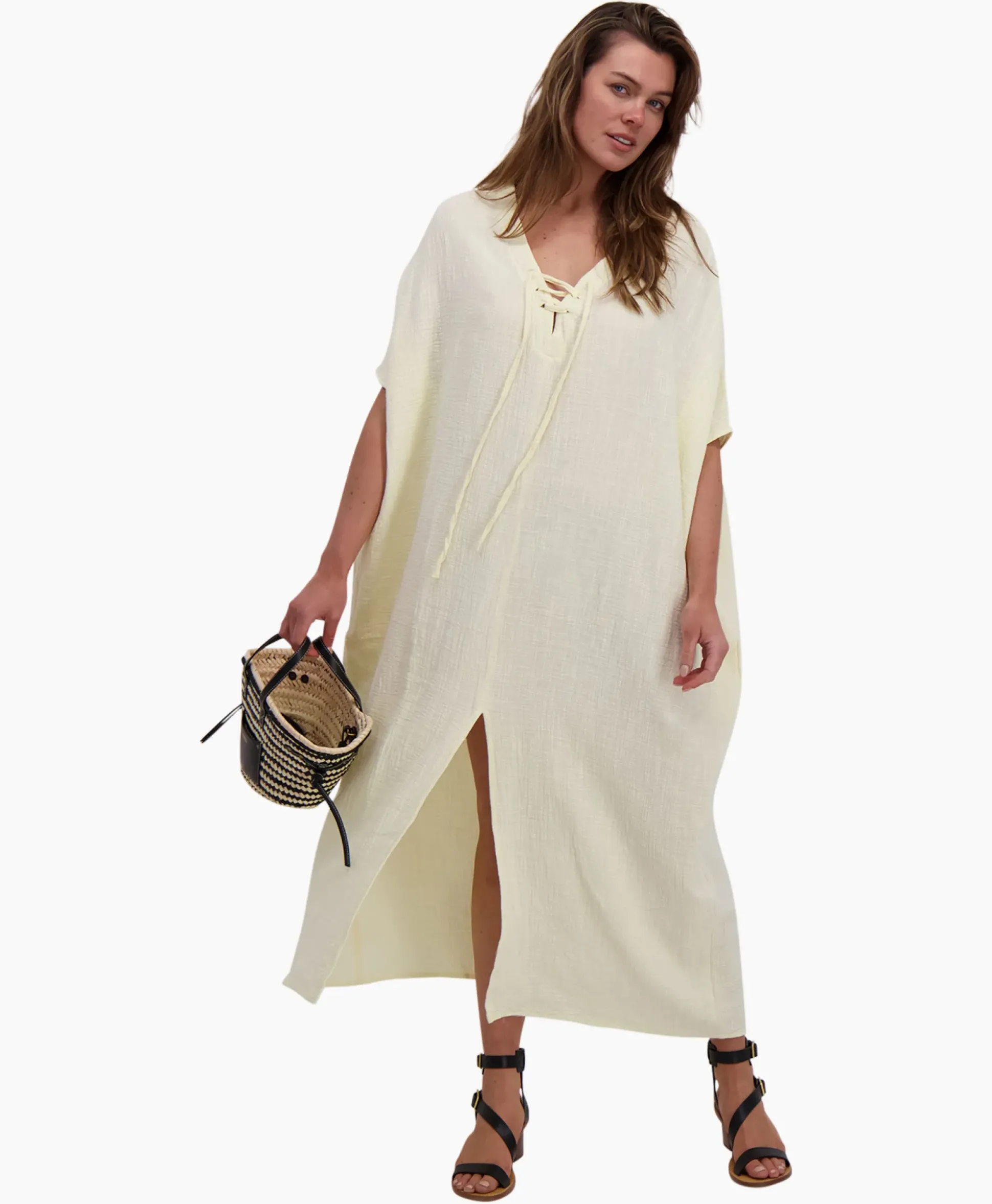 Sea Me Happy Maxi Jurk Monoi Bamboo Licht Geel