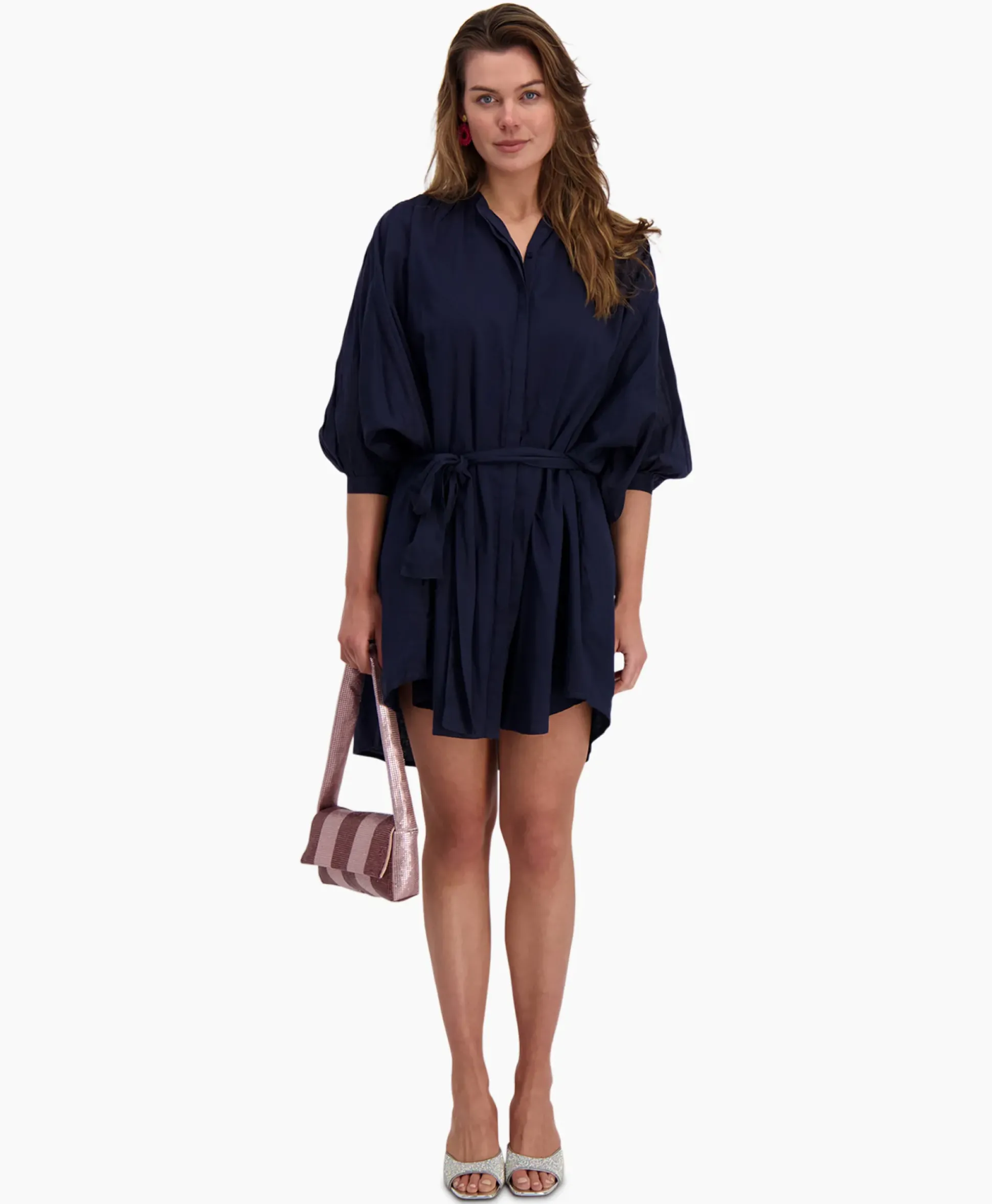 Sea Me Happy Mini Jurk Balloon Short Double Layered Donker Blauw