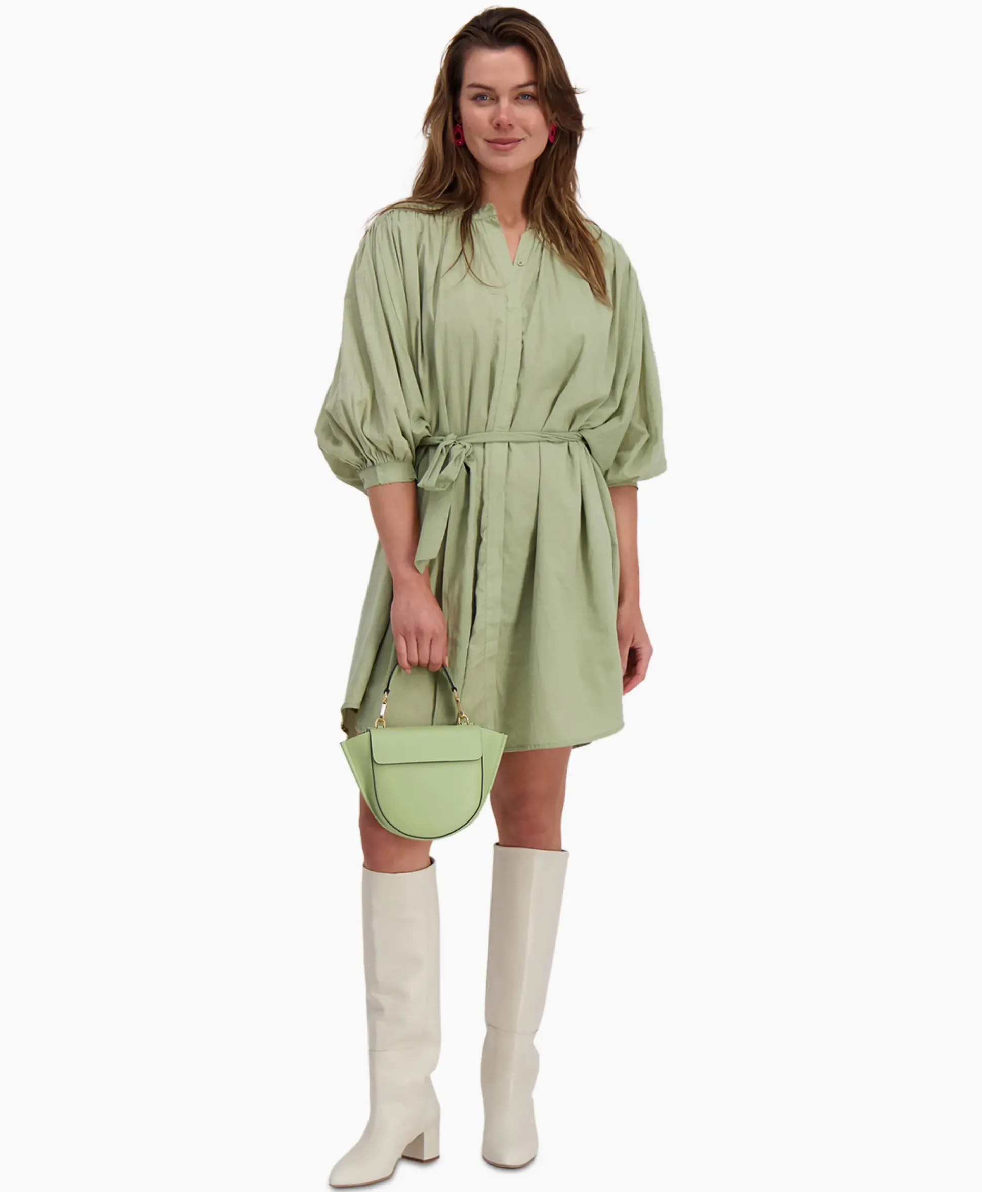 Sea Me Happy Mini Jurk Balloon Short Double Layered Licht Groen