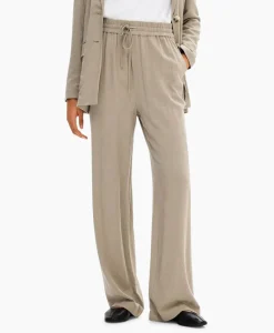 Selected Femme Broek Viva-Gulia Mw Long Linen Pant No Licht Grijs