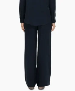 Selected Femme Broek Viva-Gulia Mw Long Linen Pant No Donker Blauw