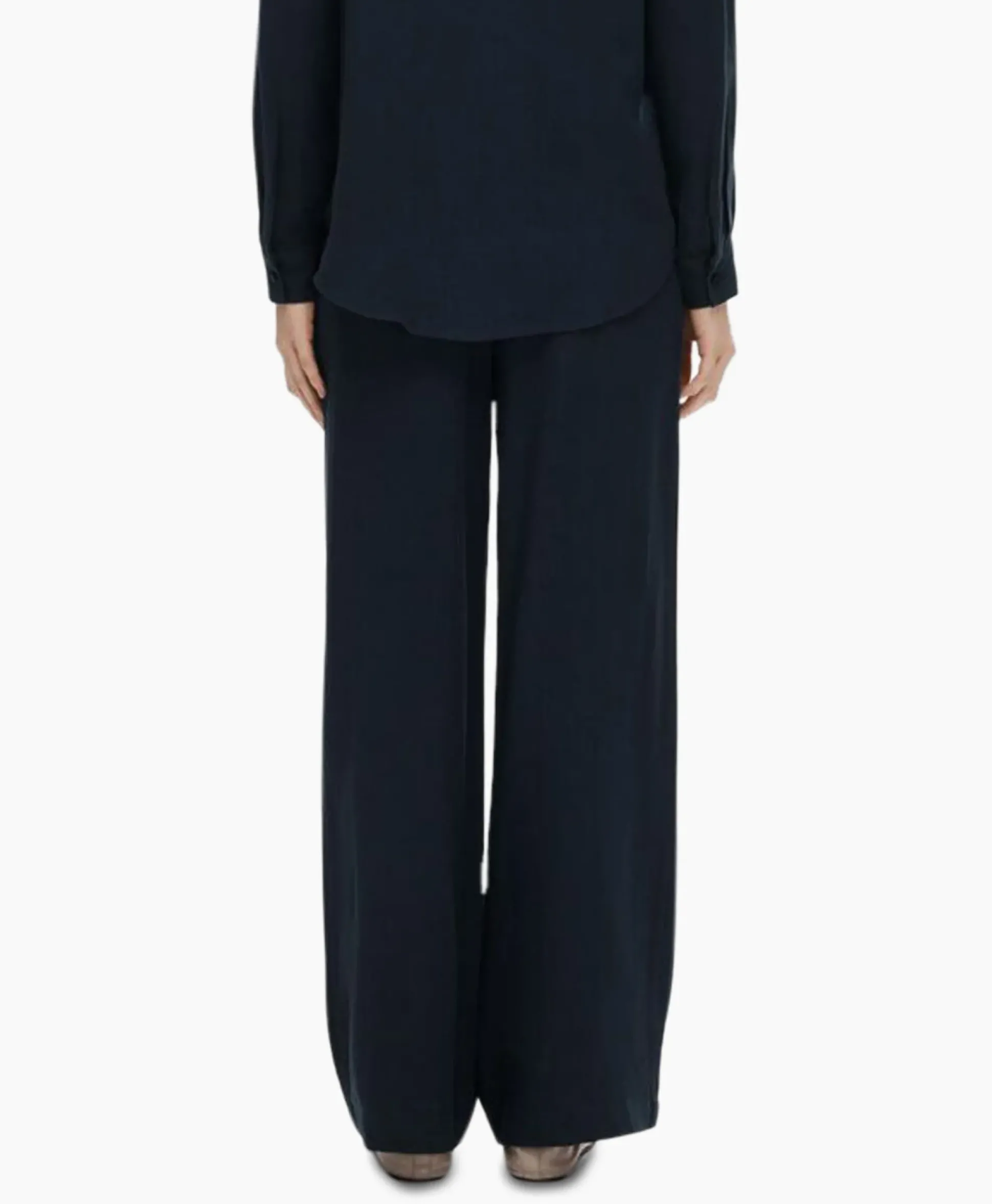 Selected Femme Broek Viva-Gulia Mw Long Linen Pant No Donker Blauw