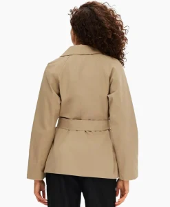 Selected Femme Jack Belinda Short Trench Coat Zand