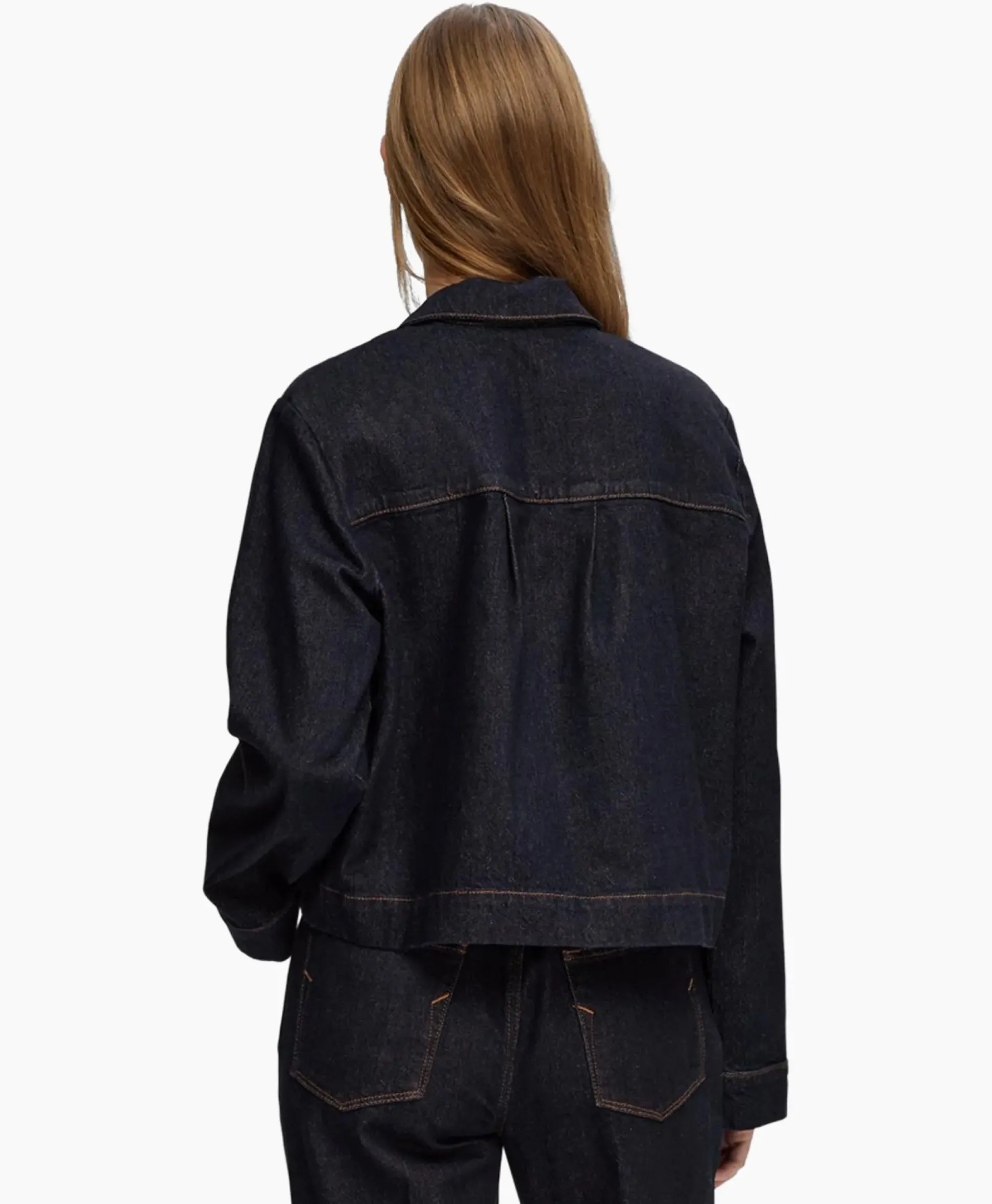 Selected Femme Jack Lisa Boxy Denim Jacket D2 Donker Blauw