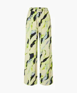 Selected Femme Pantalon Lilian Hw Aop Wide Pant B Goud