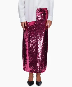 Selected Femme Rok Omina Hw Ankle Sequins Skirt B Pink