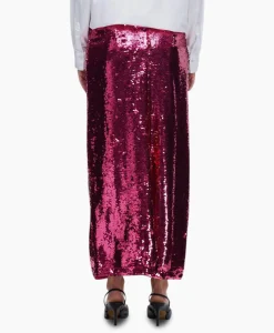 Selected Femme Rok Omina Hw Ankle Sequins Skirt B Pink