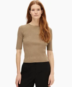 Selected Femme Top Mala 2/4 Knit O-Neck B Noos Licht Grijs