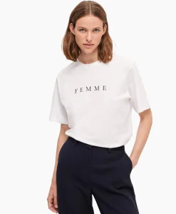 Selected Femme T-Shirt Korte Mouw Vilja Ss Printed Tee W Noos Wit