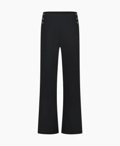 Studio Anneloes Broek Jessy Bonded Button Trousers Zwart Dessin