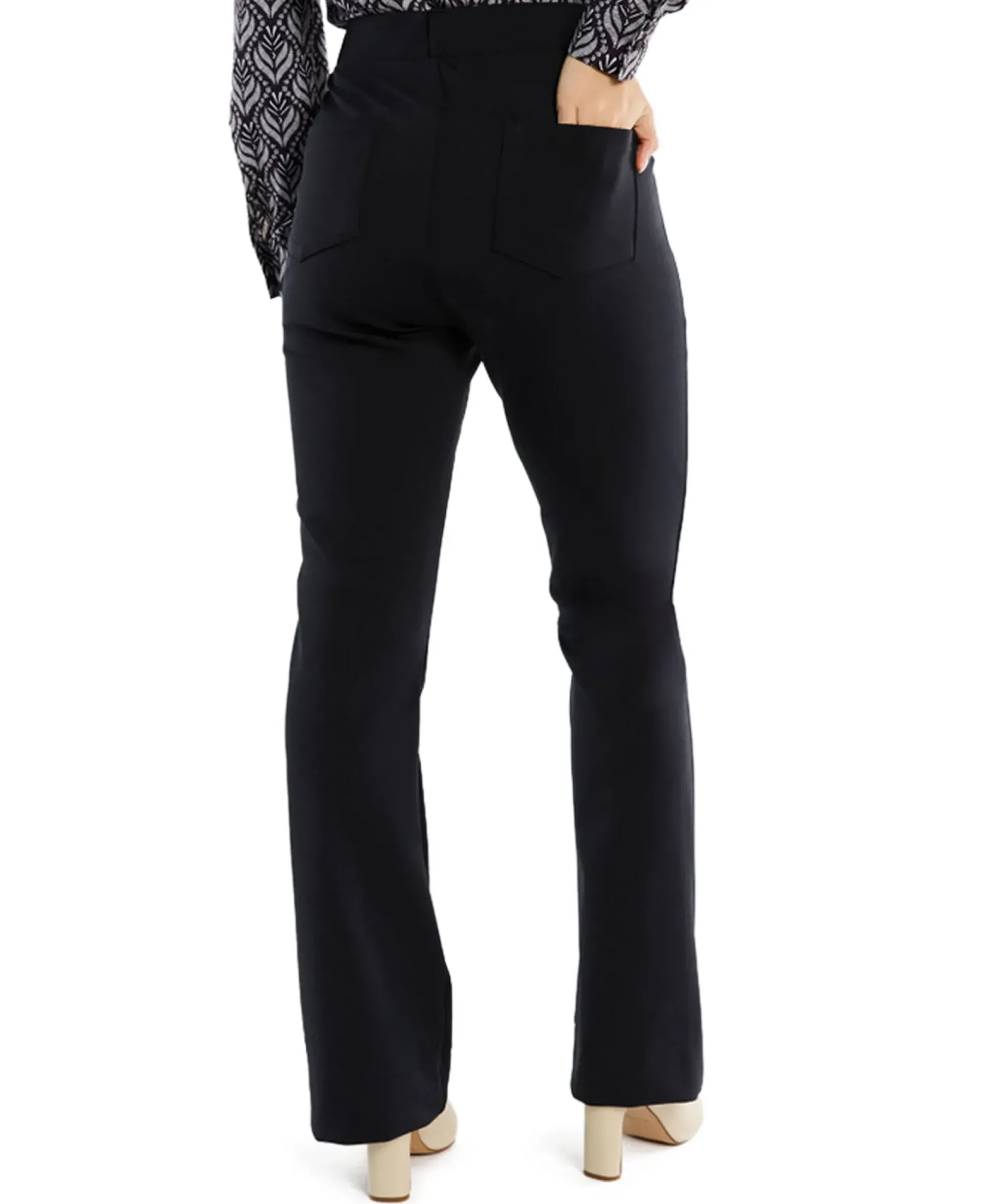 Studio Anneloes Broek Lio Shiny Bnd Flair Trousers Zwart