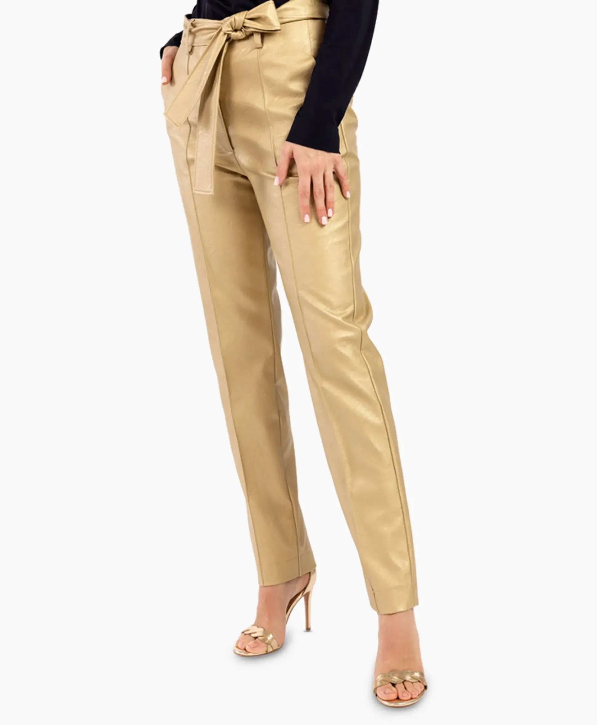 Studio Anneloes Broek Mita Faux Leather Trousers Goud