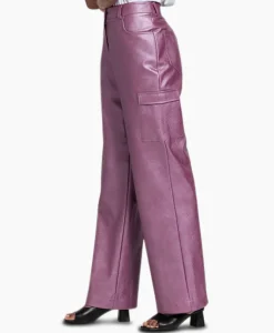 Studio Anneloes Broek Selina Metallic Leather Trousers Paars