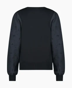 Studio Anneloes Pullover Deana Flower Broderie Donker Blauw