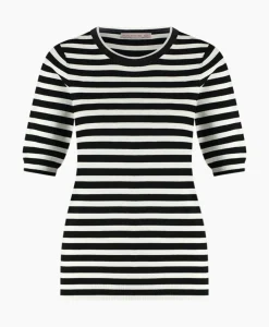 Studio Anneloes Pullover Luna Stripe Short Slv Zwart Dessin