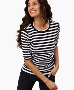 Studio Anneloes Pullover Luna Stripe Short Slv Zwart Dessin