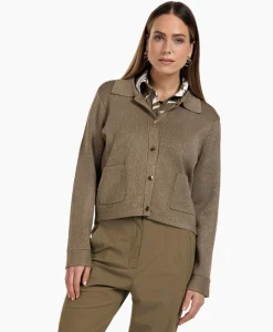 Studio Anneloes Vest Imke Lurex Cardigan Bruin Dessin