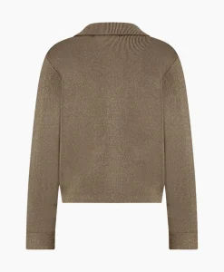 Studio Anneloes Vest Imke Lurex Cardigan Bruin Dessin