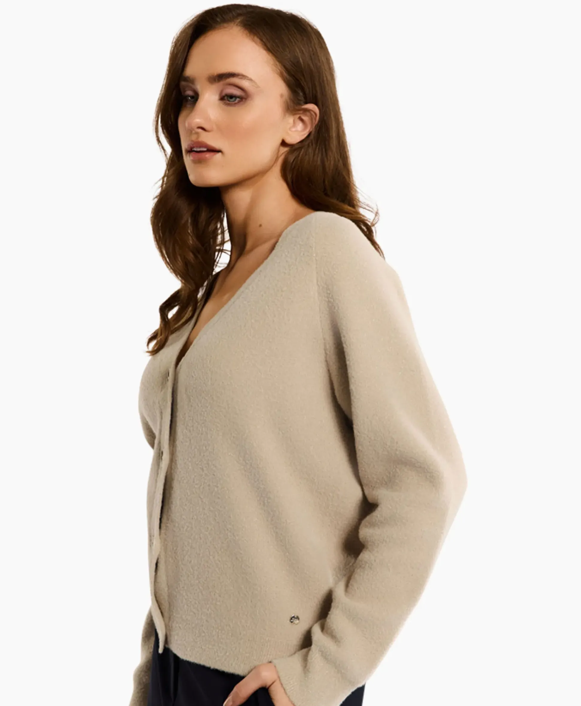 Studio Anneloes Vest Olivian Soft Cardigan Zand