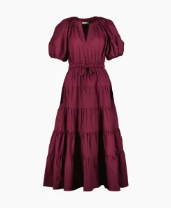 Ulla Johnson Midi Jurk Olina Bordeaux
