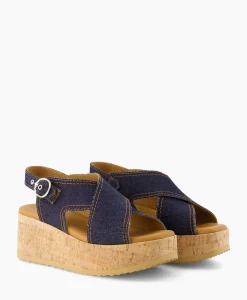 Via Vai Sandaal Met Hak Sissel Capri Blauw