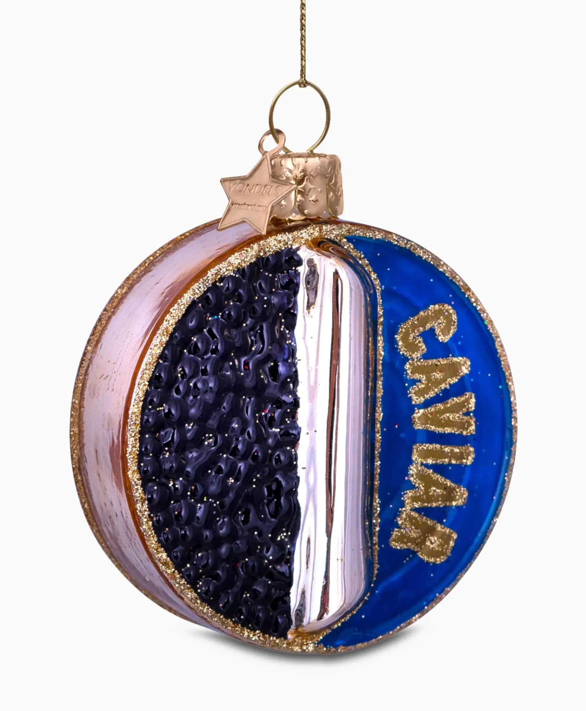 Vondels Vondels Kerstbal Potje Kaviaar Blauw