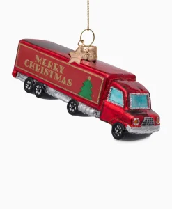 Vondels Vondels Kerstbal Christmas Truck Rood