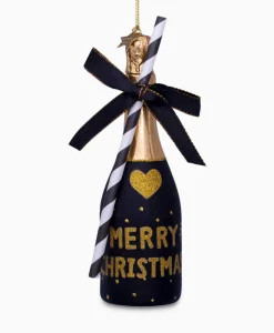 Vondels Vondels Kerstbal Champagne Fles Zwart