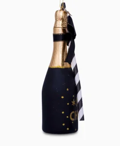 Vondels Vondels Kerstbal Champagne Fles Zwart
