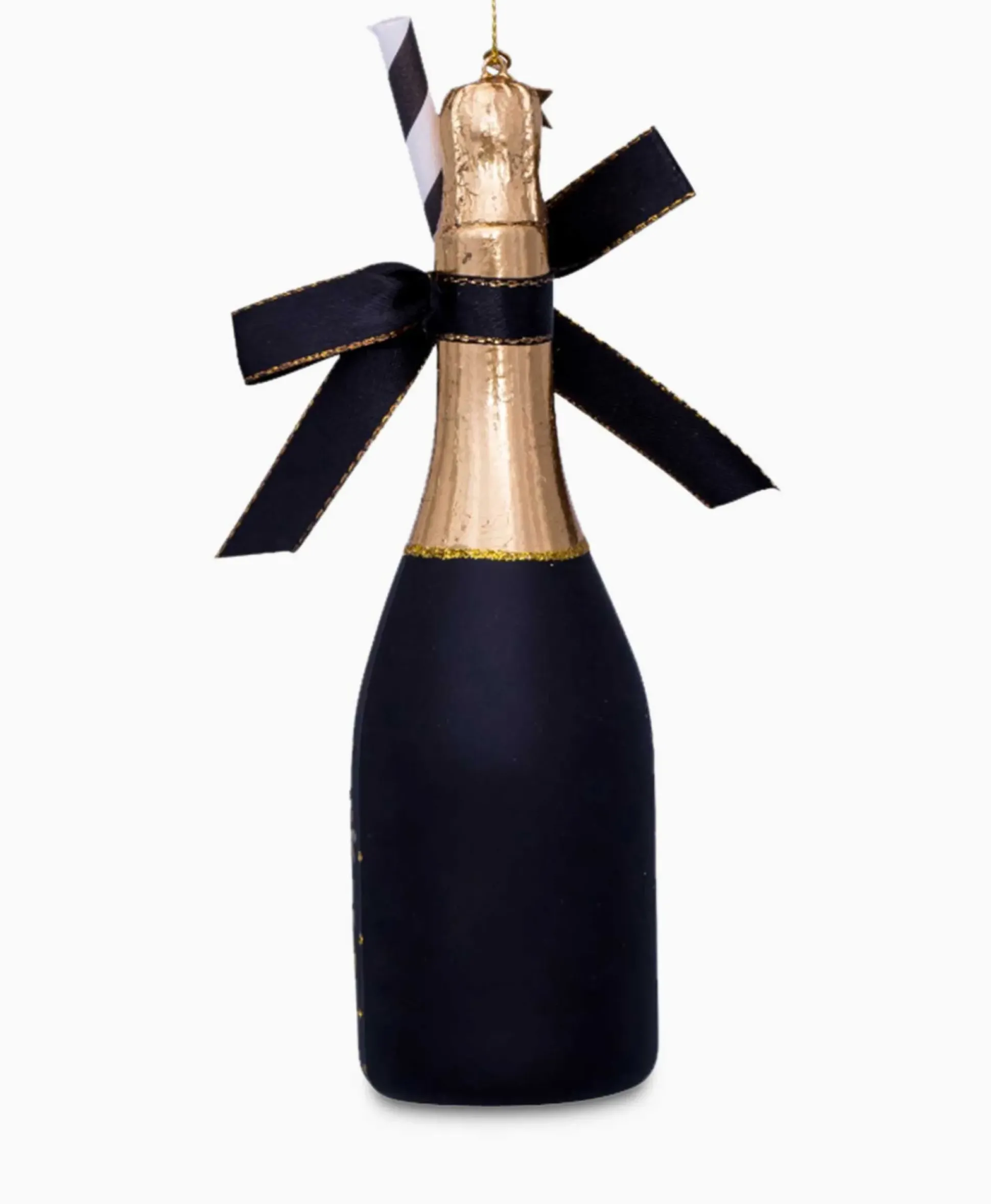 Vondels Vondels Kerstbal Champagne Fles Zwart