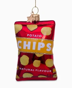 Vondels Vondels Kerstbal Naturel Chips Rood