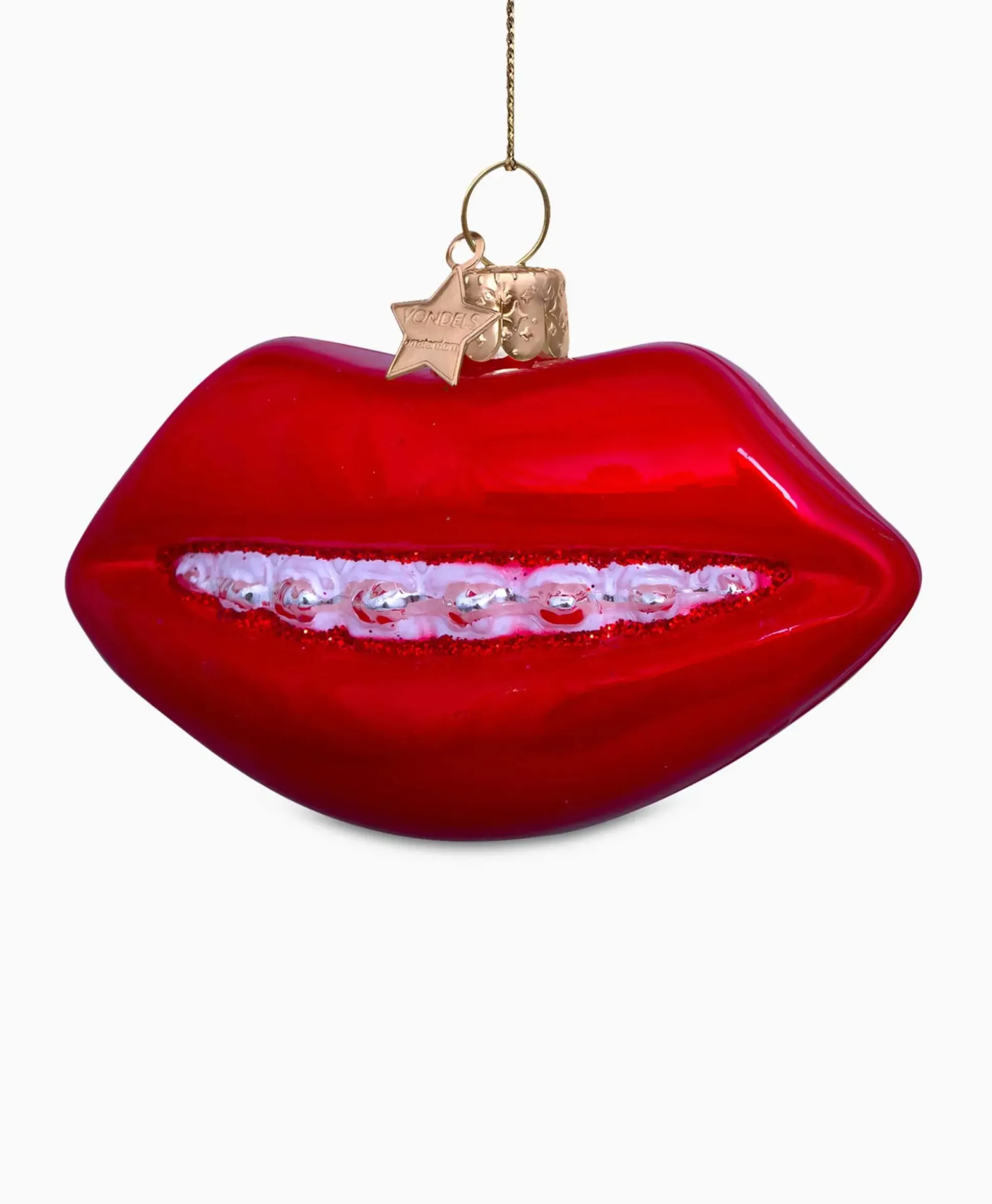 Vondels Vondels Kerstbal Lippen Rood