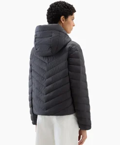 Woolrich Gewatteerde Jas Chevron Hooded Zwart