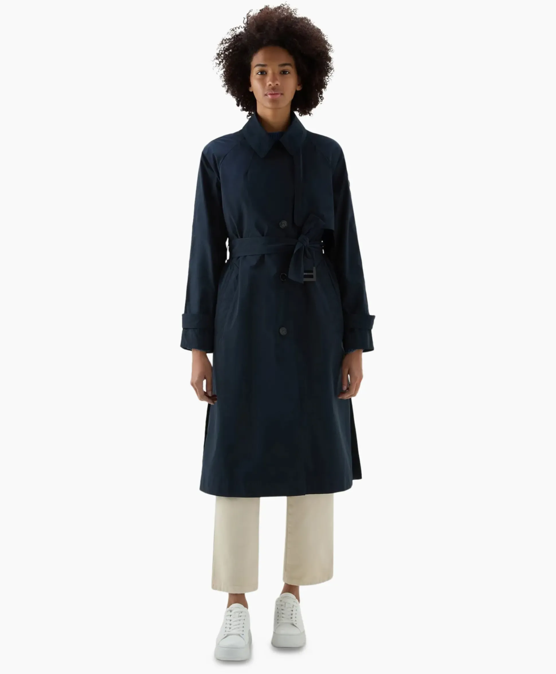 Woolrich Trenchcoat Summer Donker Blauw