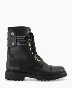 Zadig & Voltaire Enkellaars Joe Smooth Cowskin + Side Prin Zwart