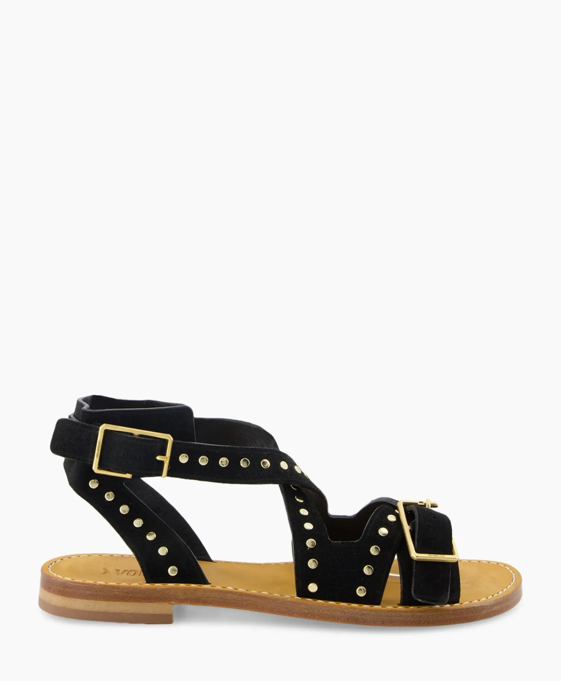 Zadig & Voltaire Sandaal Zonder Hak Cecilia Caprese Suede + Studs Zwart