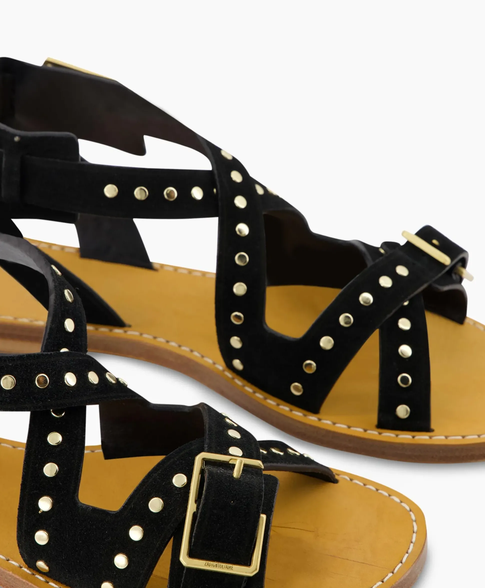 Zadig & Voltaire Sandaal Zonder Hak Cecilia Caprese Suede + Studs Zwart
