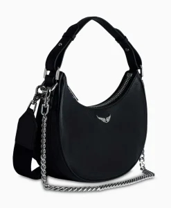Zadig & Voltaire Schouder / Hand Tas Moonrock Grained Leather Zwart